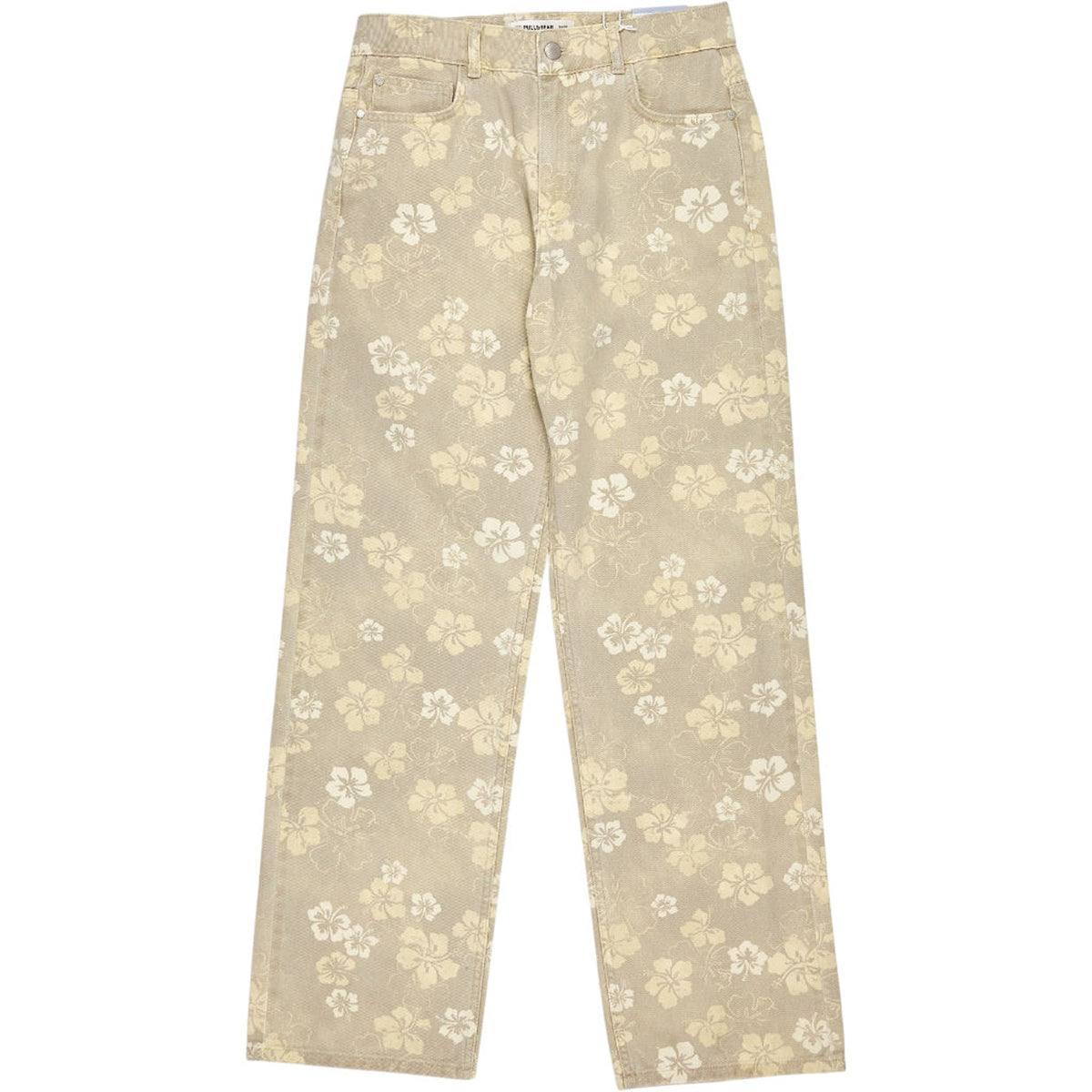 Pull & Bear Beige Floral Straight Jeans