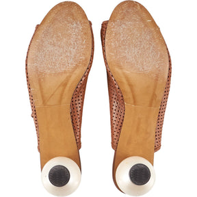 Mother of Pearl Tan Perforated Mules
