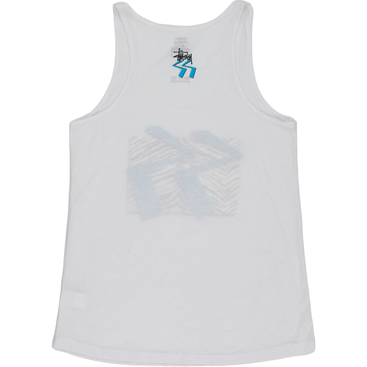 Stussy White Blue Zebra Striped Tank Top