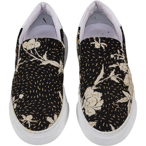 By Walid Black White Piano Shawl Slip-On Shoes