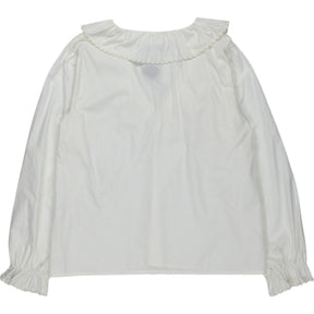 OMNES White Cotton Ruffle Blouse