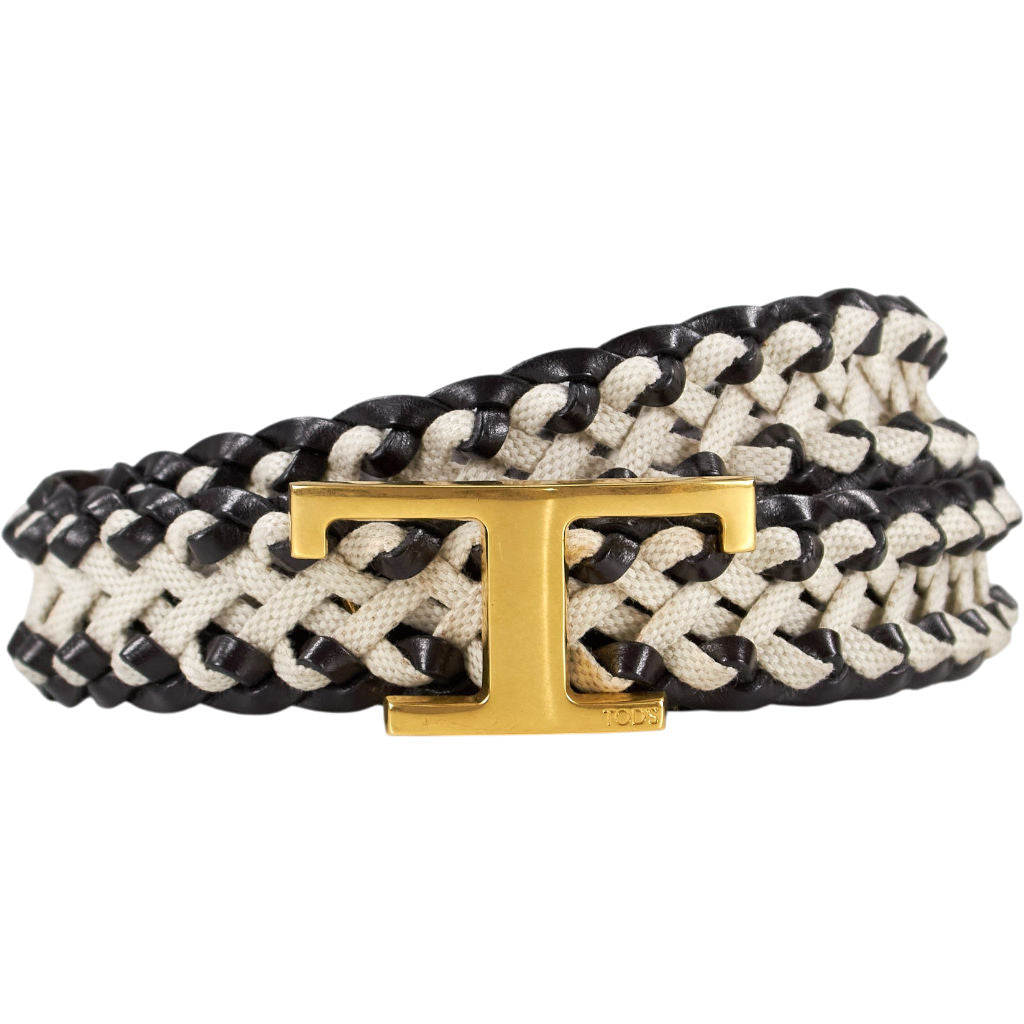 Tod's Black & Cream Leather Belt