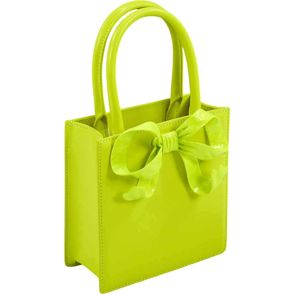 Self-Portrait Neon Yellow Bow Handbag