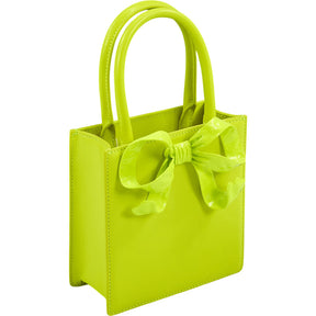 Self-Portrait Neon Yellow Bow Handbag