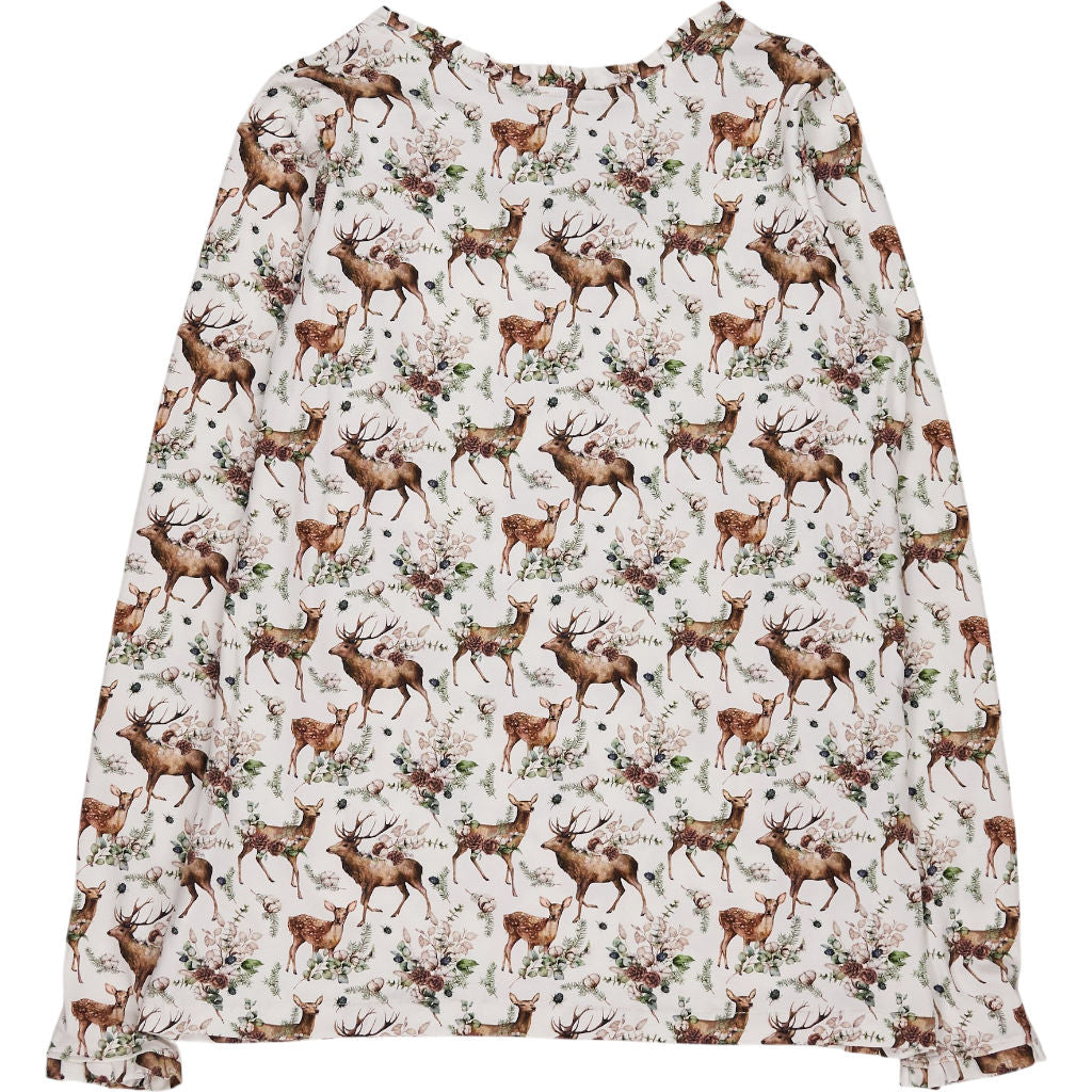 King & Carr Cream Deer Print Top