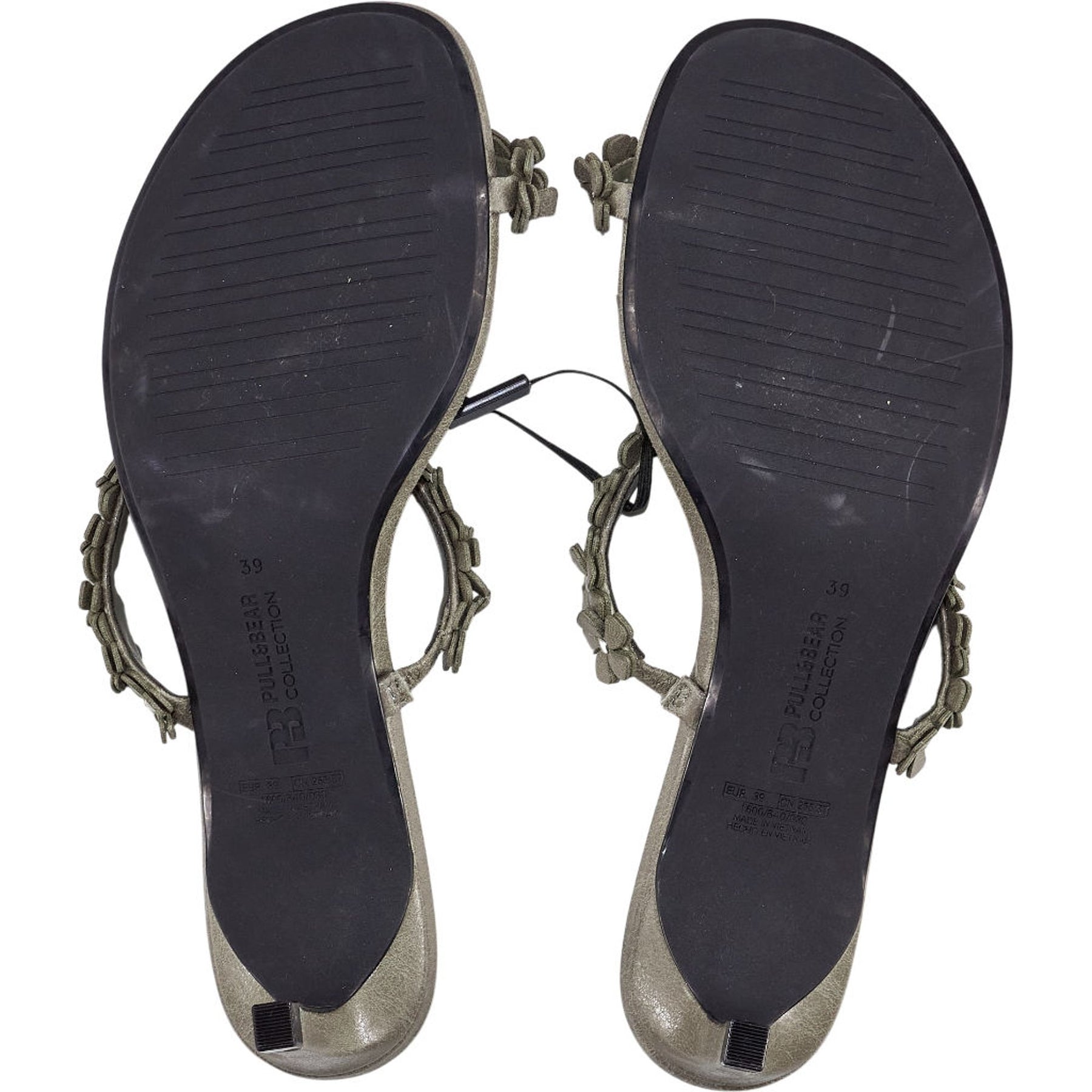 Pull & Bear Green Flower Embellished Sandals