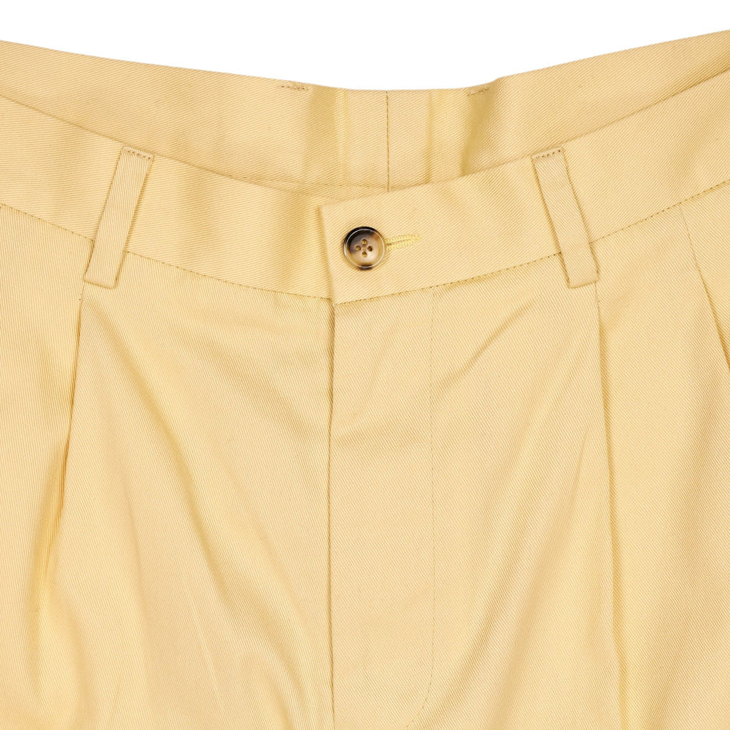 P Johnson Yellow Cotton Pleated Shorts