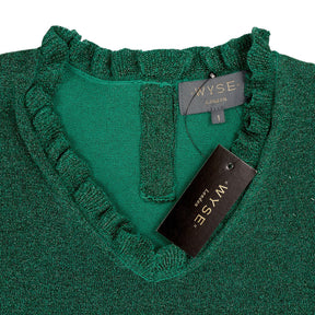 Wyse Green Lucia V-Neck Lurex Jumper