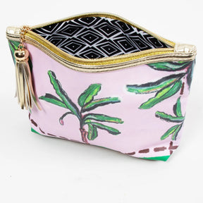 Makeup Bag - Pink Palm With Gift Box