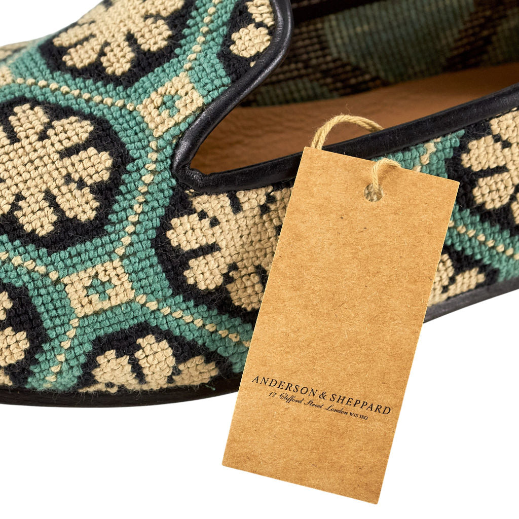 Stubbs & Wootton Turquoise Mosaic Slippers