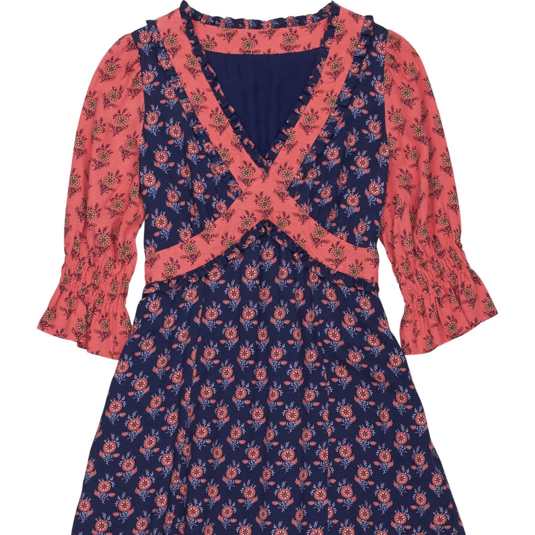 WYSE Ruffle Trim Floral Tea Dress