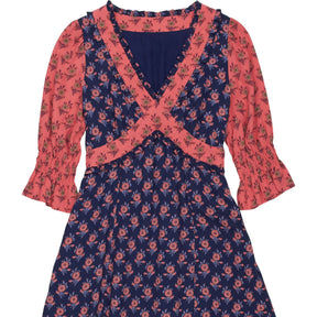 WYSE Ruffle Trim Floral Tea Dress