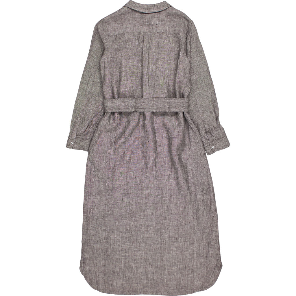 NRBY Grey Linen Belted Shirt Dress