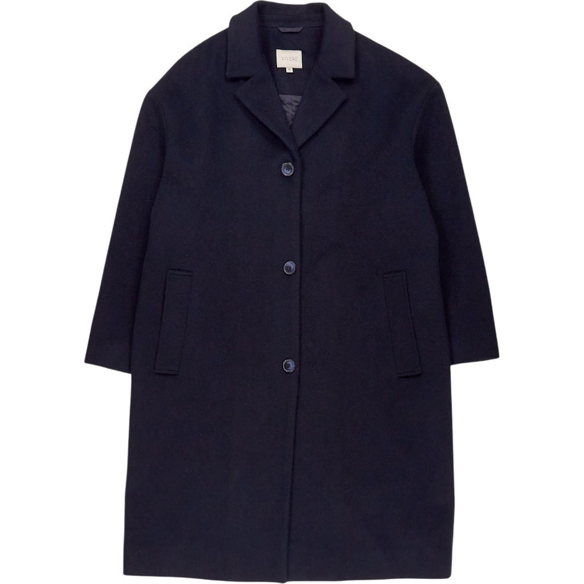 Vivere Navy Wool Blend Coat