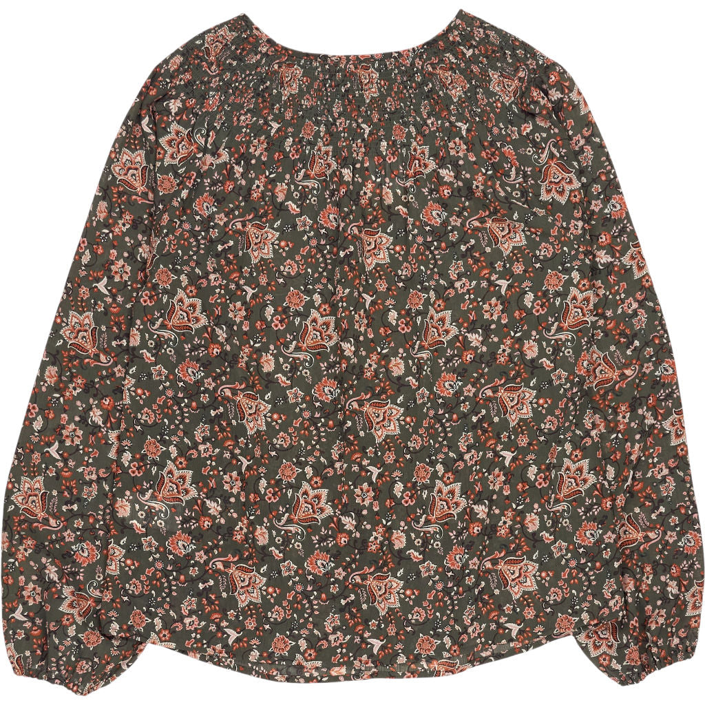 Hush Floral Khaki/Brown Lana Shirred Blouse