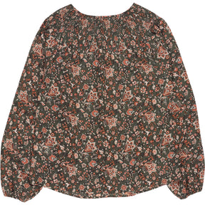 Hush Floral Khaki/Brown Lana Shirred Blouse