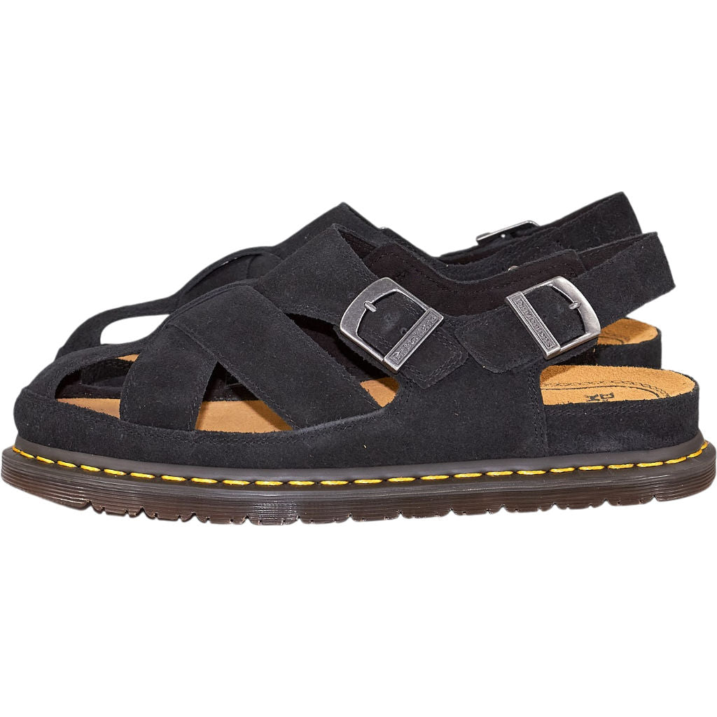 Dr. Martens Black Plush Suede Sandals