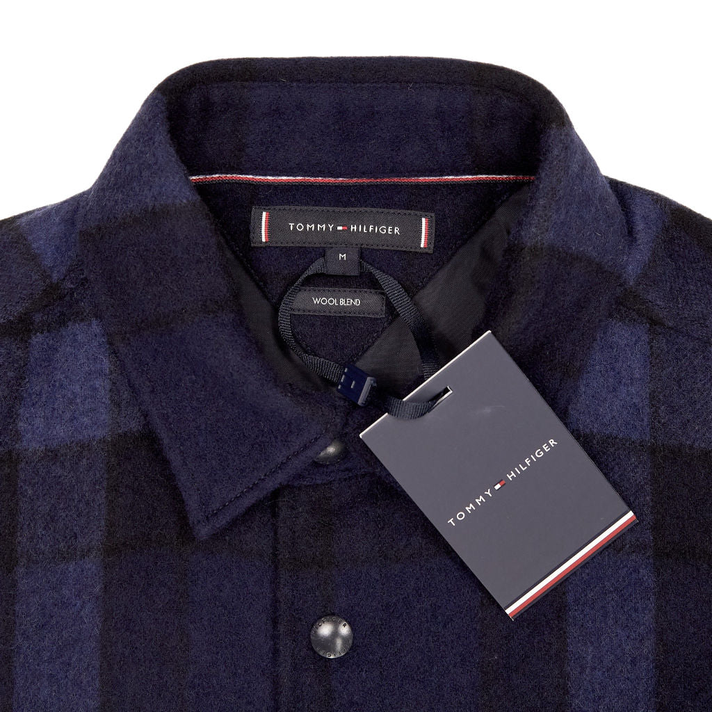 Tommy Hilfiger Navy Check Wool Blend Overshirt