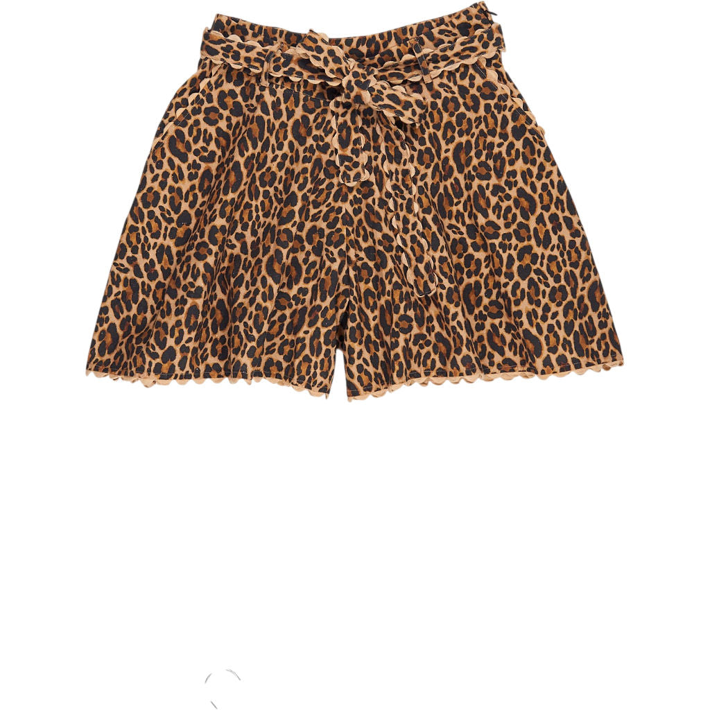 WYSE Leopard Print Tie-Waist Shorts