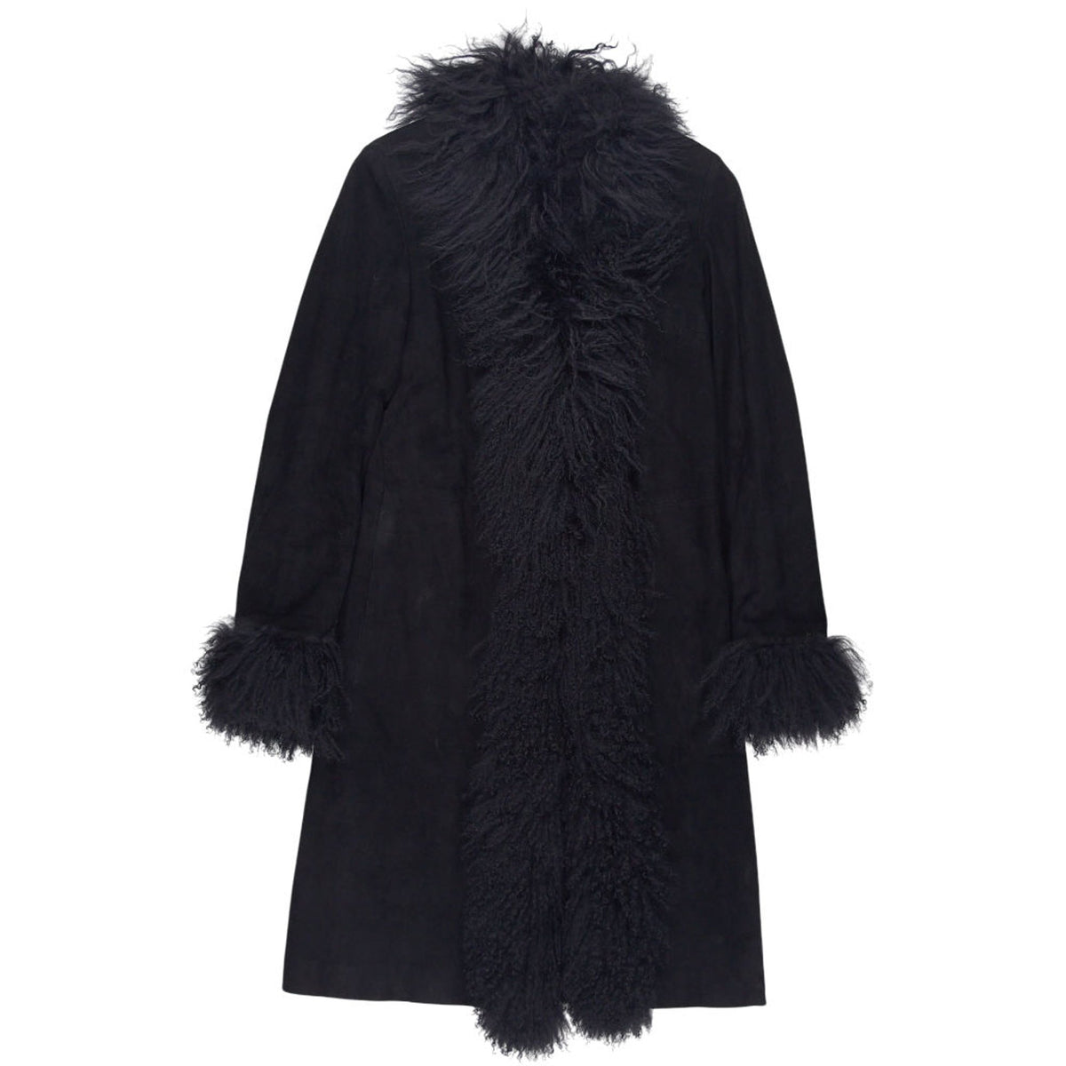 Joseph Black Sheepskin Coat with Fur Trim