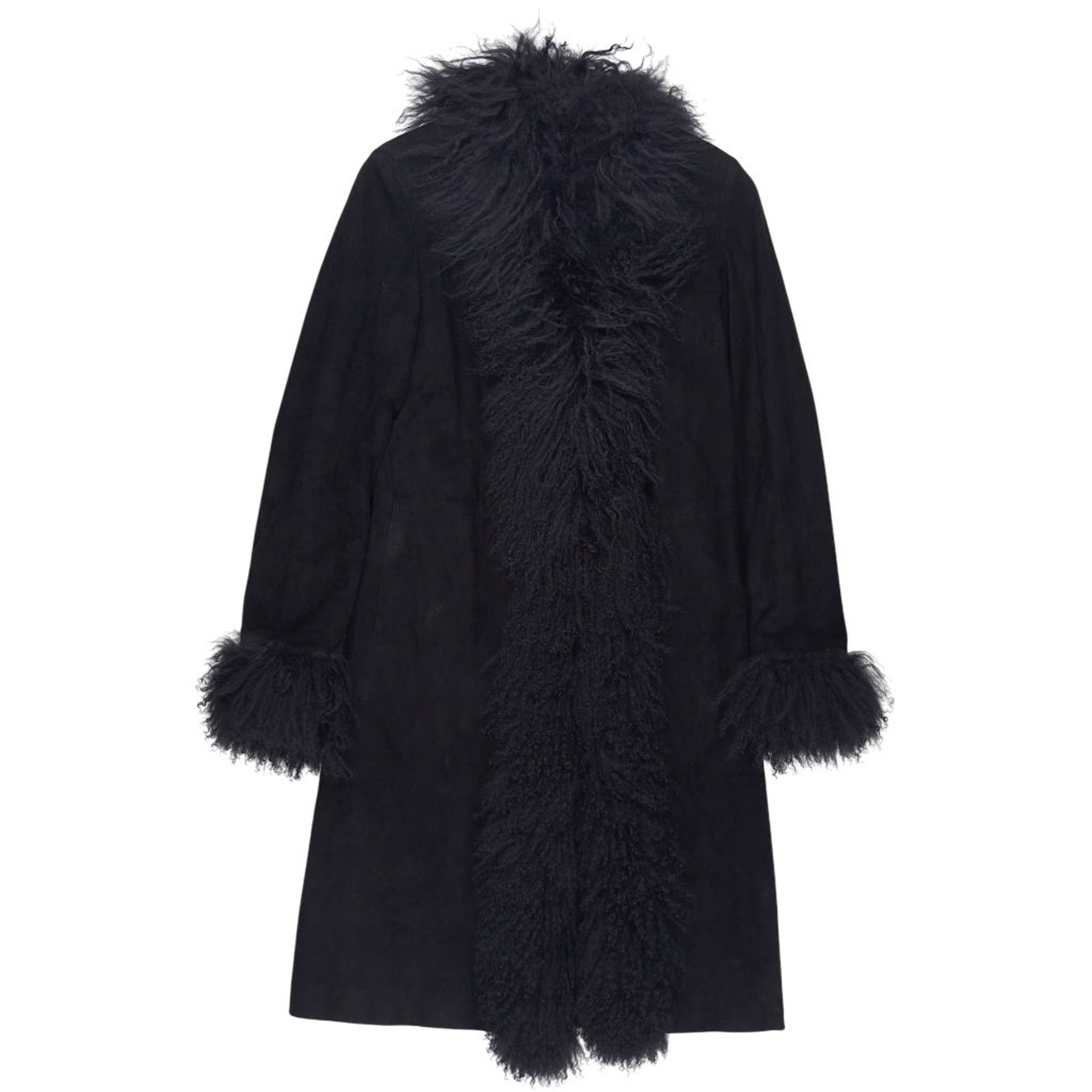 Joseph Black Sheepskin Coat with Fur Trim