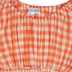 Pink City Prints Orange Gingham Top XS