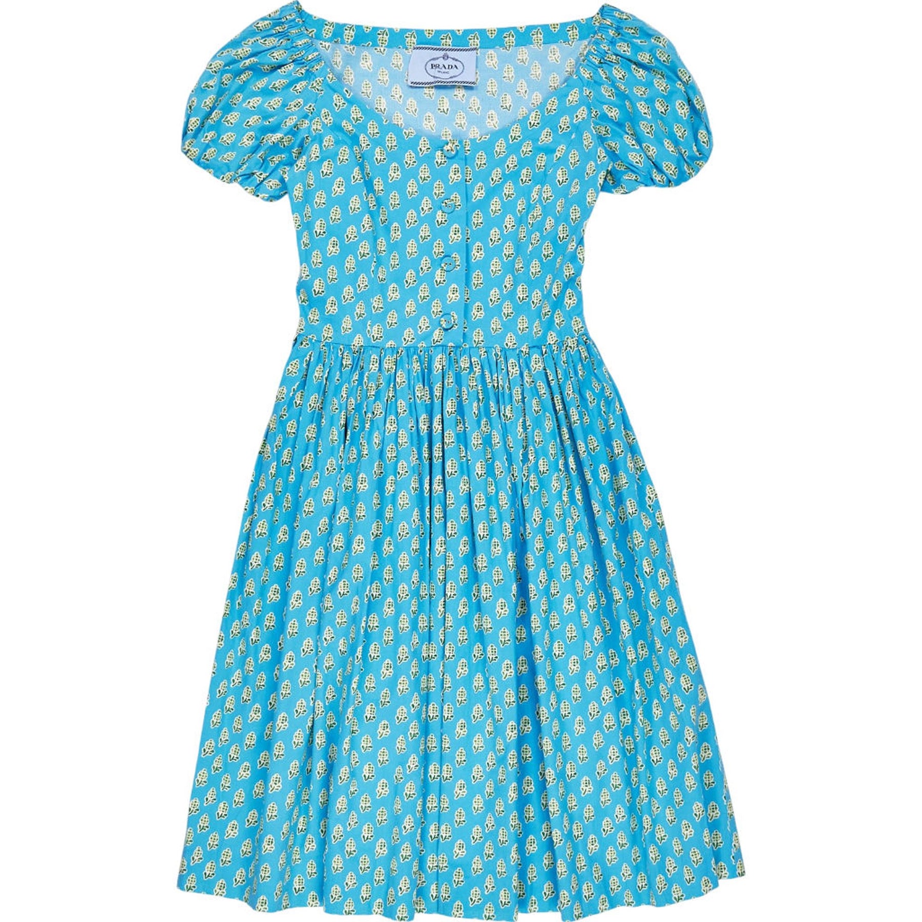 Prada Blue Floral Midi Dress