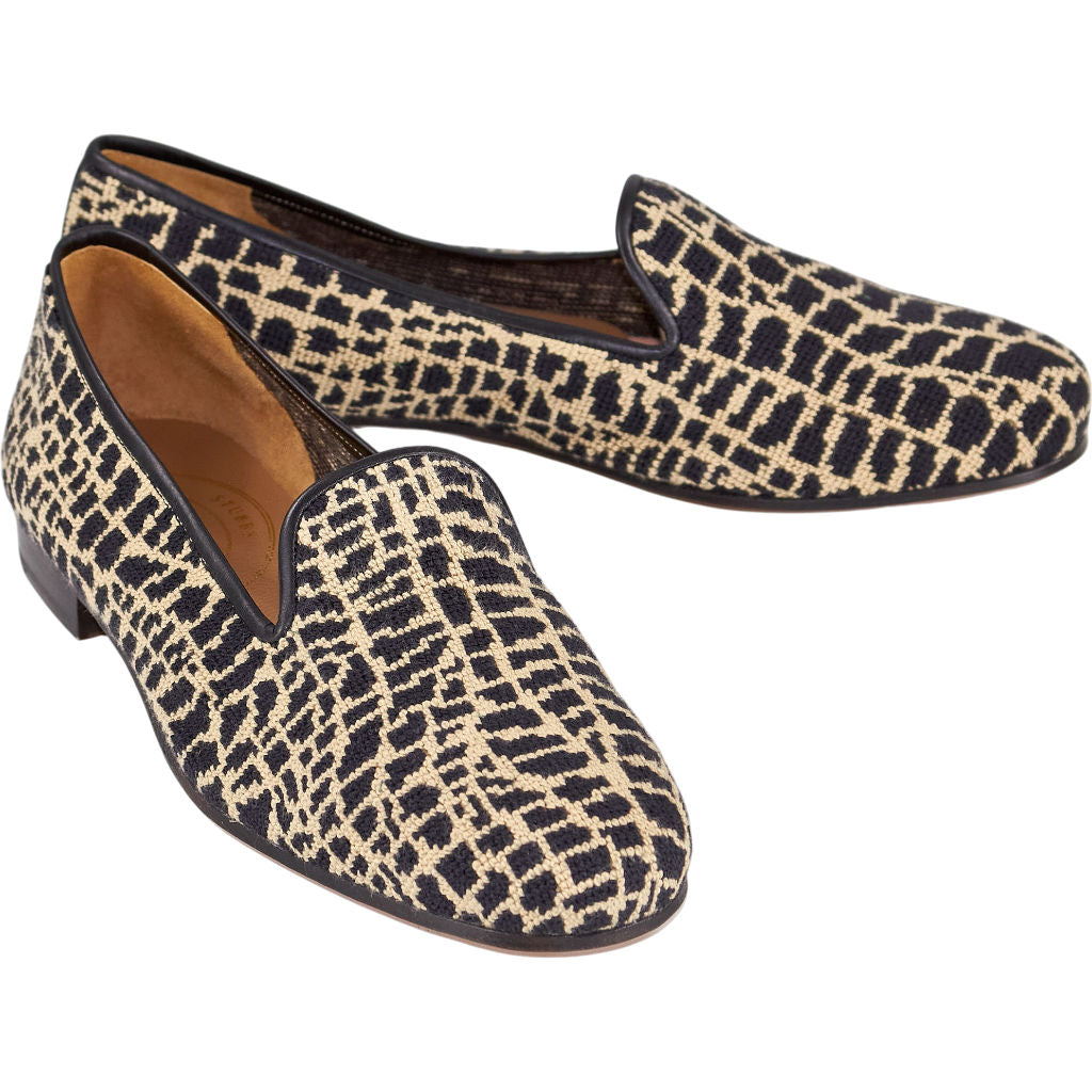 Stubbs & Wootton Black Patterned Slippers