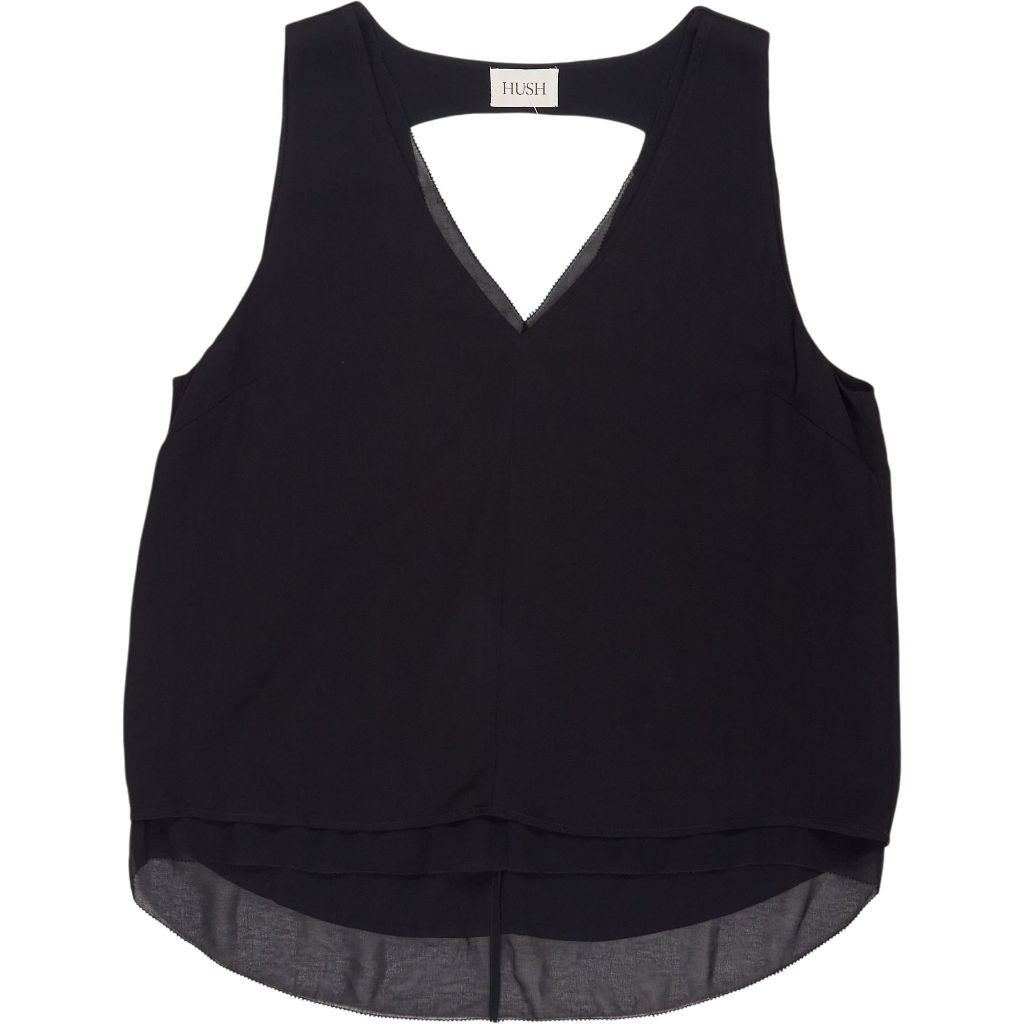 Hush Black Satin V-Neck Top