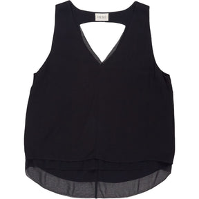 Hush Black Satin V-Neck Top