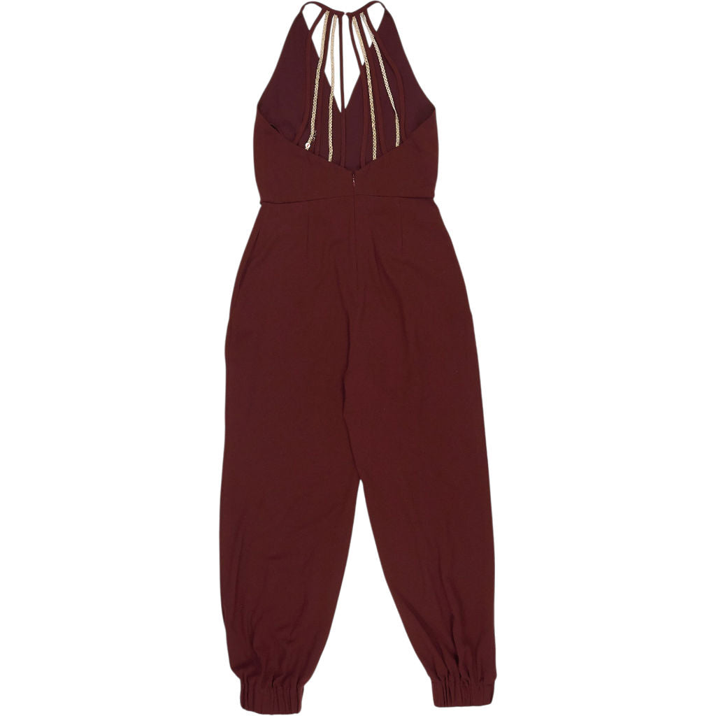 Reiss Burgundy Kadie Beaded Strappy Jumpsuit