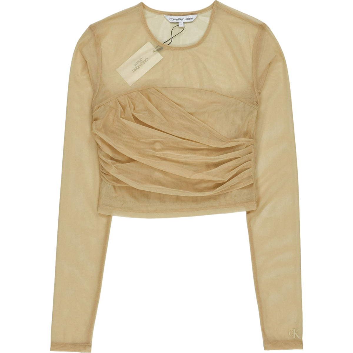Calvin Klein Jeans Warm Sand Layered Mesh Top