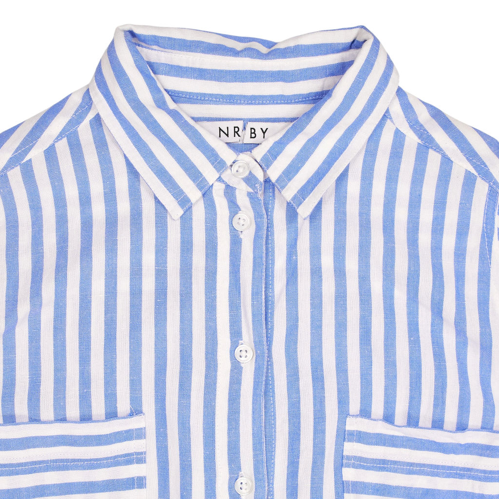 NRBY Blue White Striped Shirt Dress