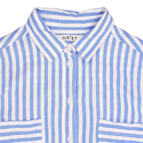NRBY Blue White Striped Shirt Dress