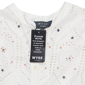 WYSE  White Embroidered Midi Dress