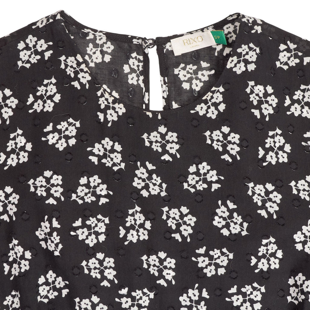 Rixo Black Floral Midi Dress