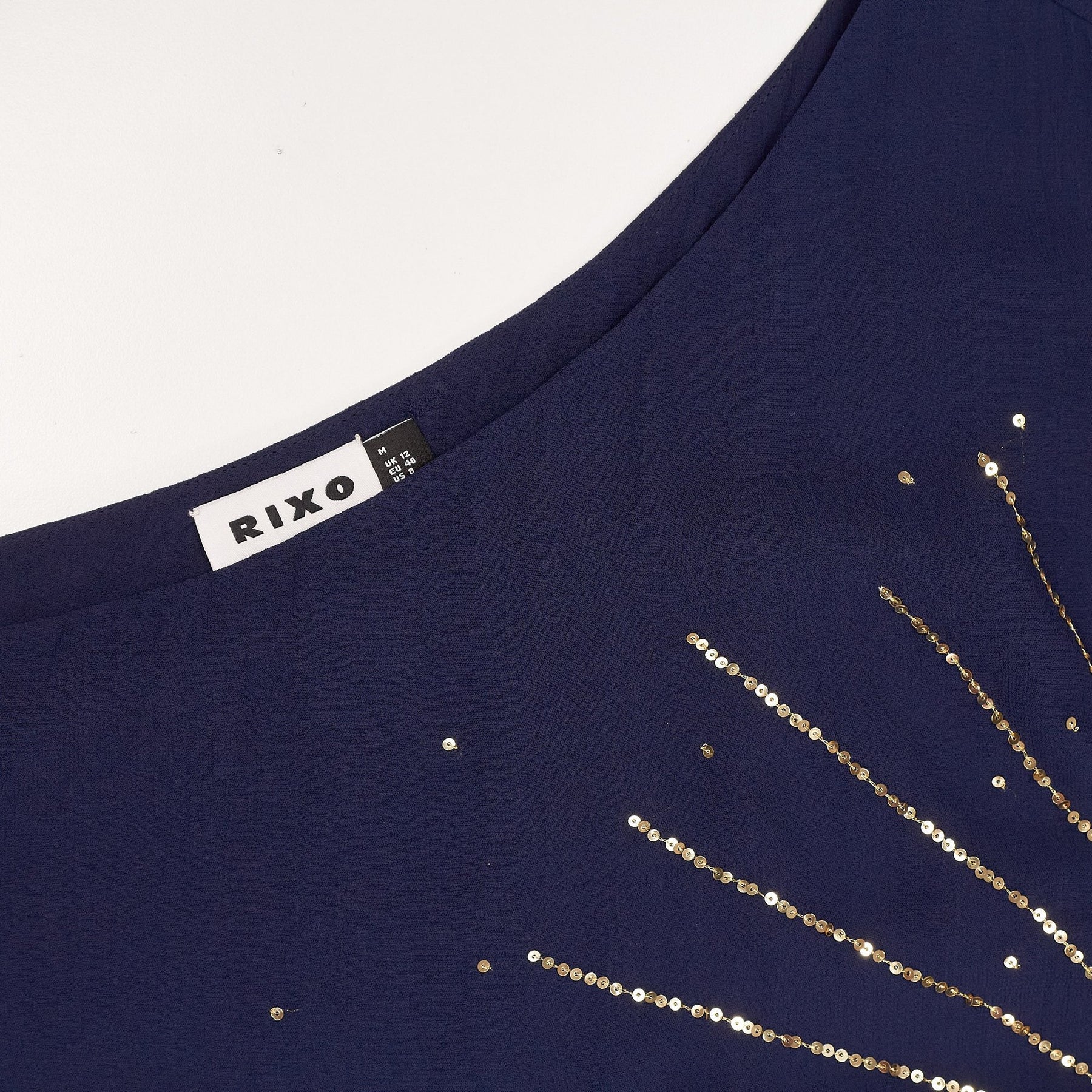 Rixo Navy One-Shoulder Lizan Dress