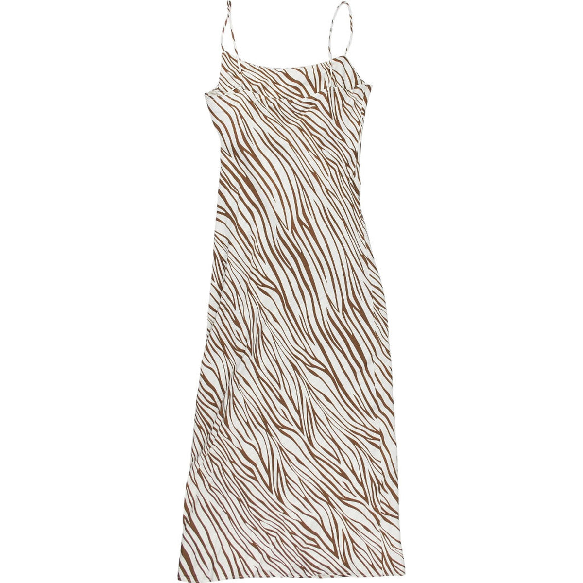 OMNES Brown Zebra Print Strappy Dress