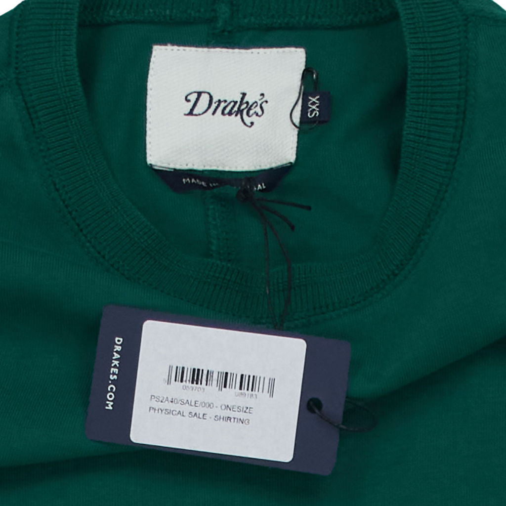 Drake's Green Cotton Crew Neck Top XXS