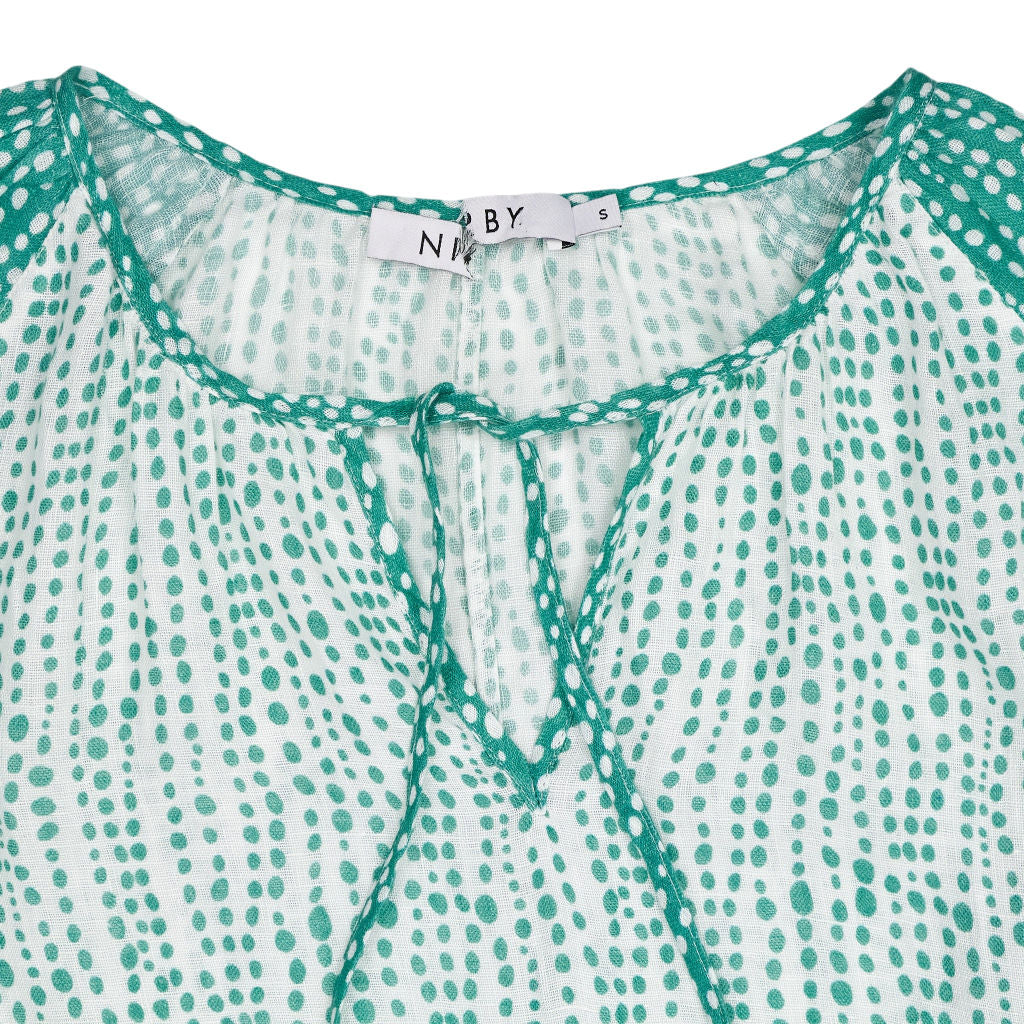 NRBY Green Patterned Linen Blouse