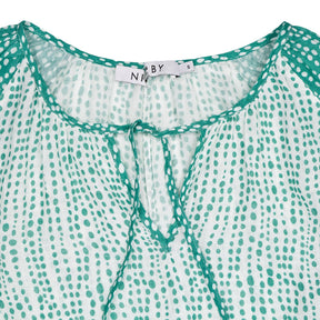 NRBY Green Patterned Linen Blouse
