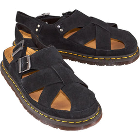 Dr. Martens Black Plush Suede Sandals