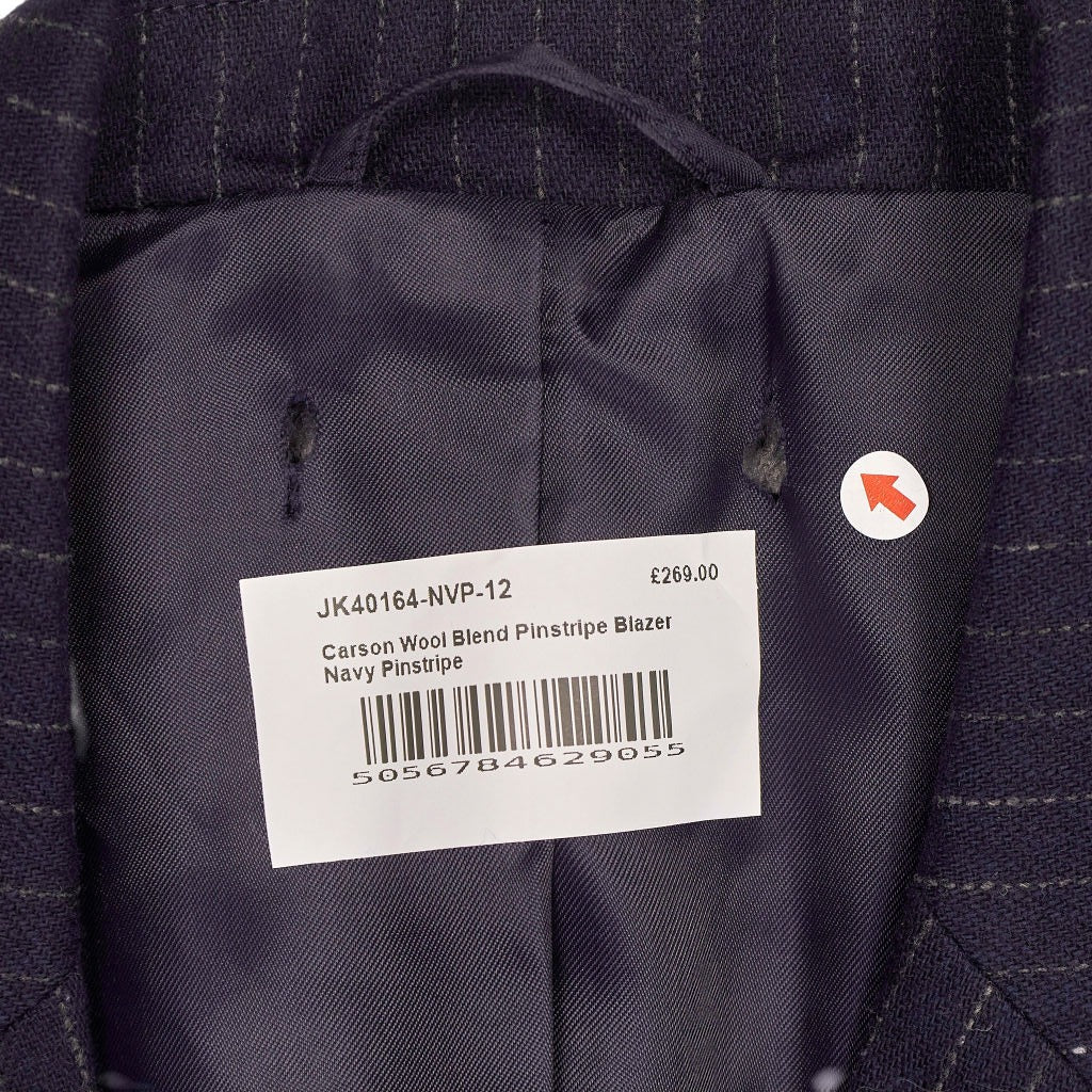 Baukjen Navy Carson Wool Blend Pinstripe Blazer Jacket