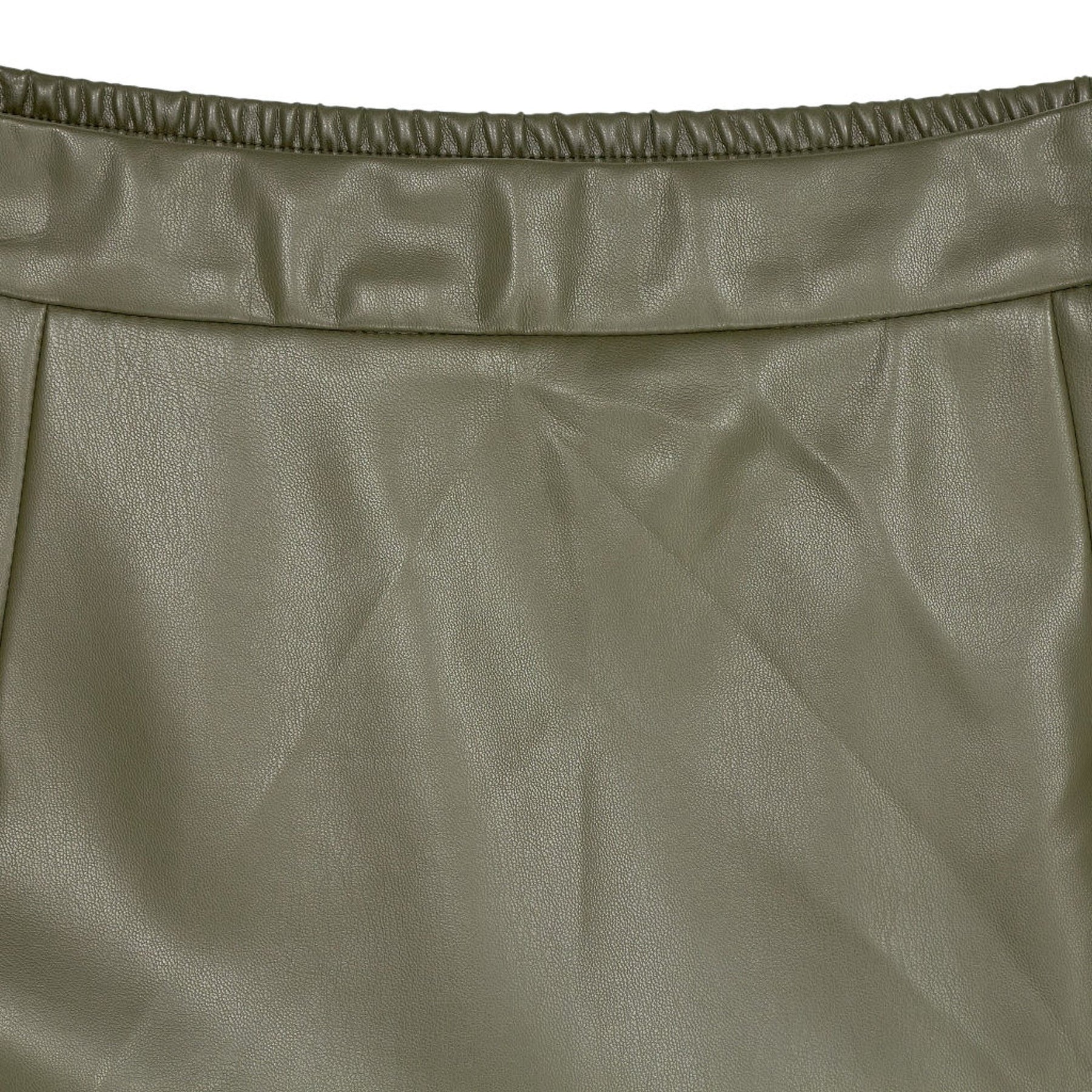 WYSE Dark Olive Melina Faux Leather Skirt