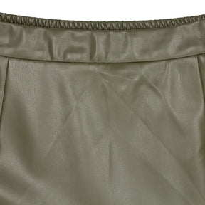 WYSE Dark Olive Melina Faux Leather Skirt