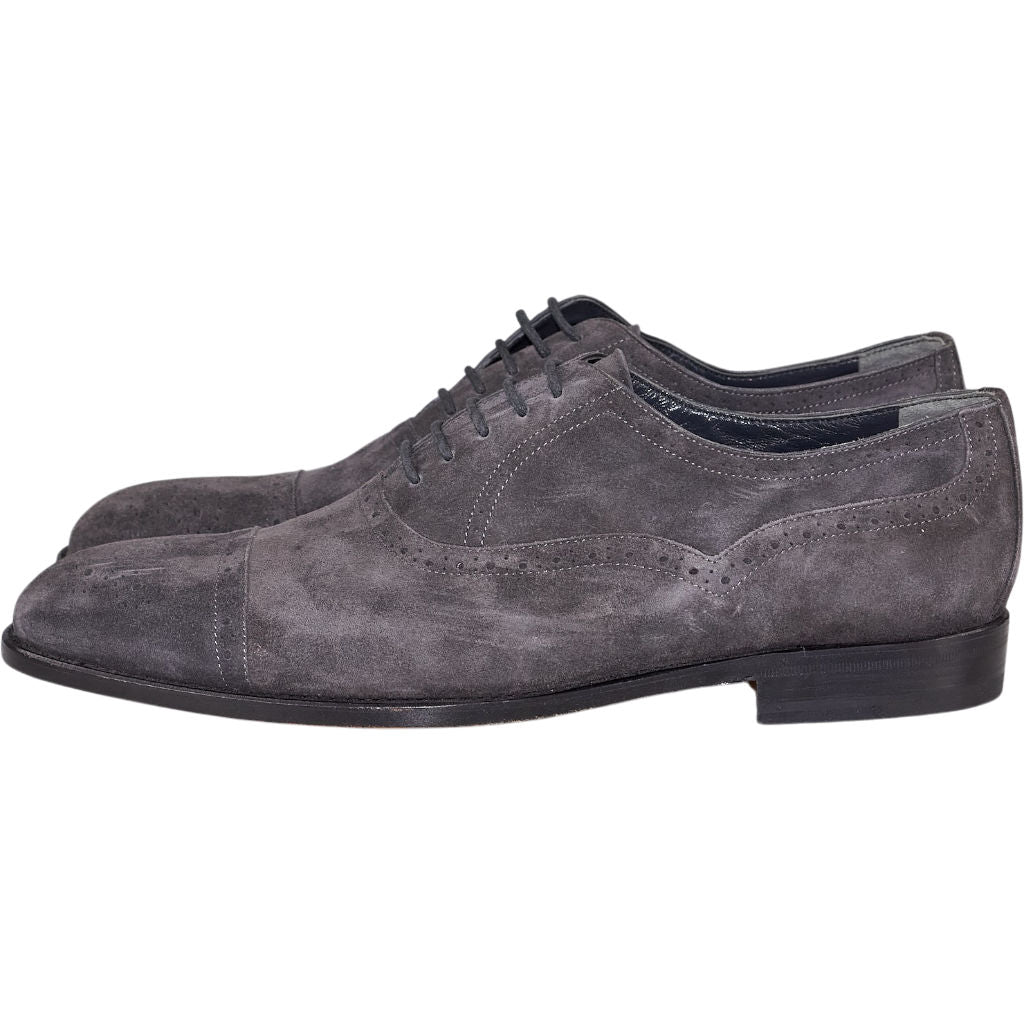 Manolo Blahnik Grey Suede Oxford Shoes