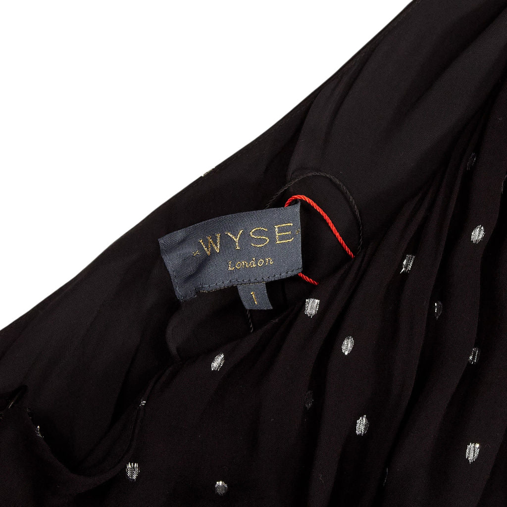 Wyse Black One-Shoulder Polka Dot Jumpsuit