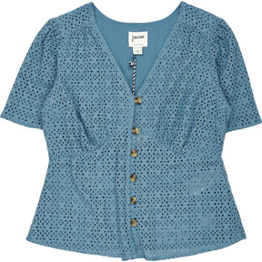 Joanie Adriatic Blue Broderie Blouse