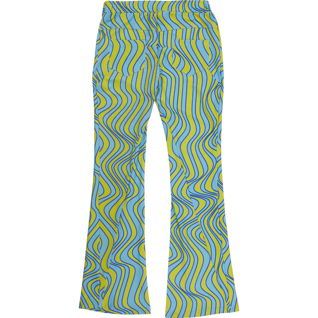 Fiorucci Blue Yellow Wave Mesh Flare Trousers