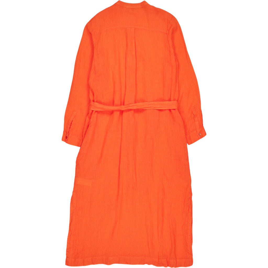 NRBY Orange Linen Belted Shirt Dress